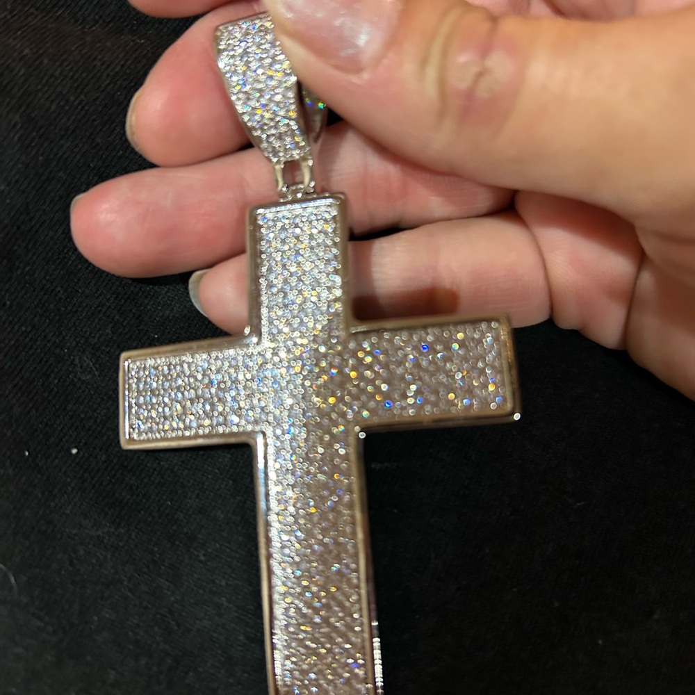 Extra large silver and moissanite pendant